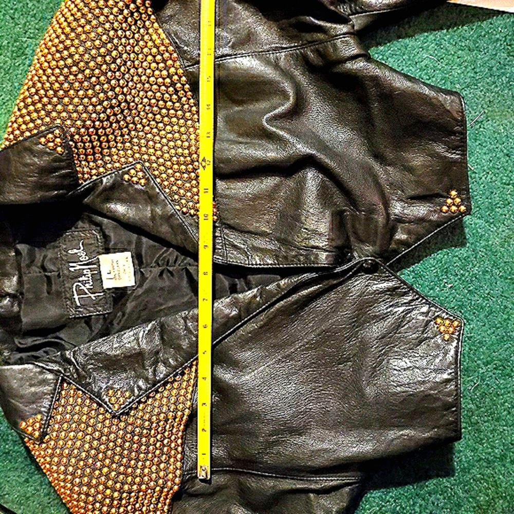 Black Leather w/ Gold Studs Skirt & Jacket Set - Picture 14 of 14